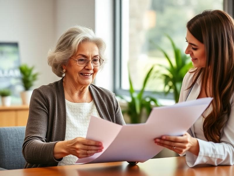 Seniors receiving professional assistance with paperwork